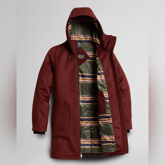Pendleton Jackets & Blazers - Pendelton Beverly Anorak Wool Blend Patch Pockets Coat Hood Red size XL